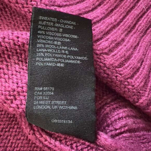 Anthropologie Sweater Size XS Magenta Blair Turtleneck Hi-Lo Hem Wool Blend - Picture 6 of 9